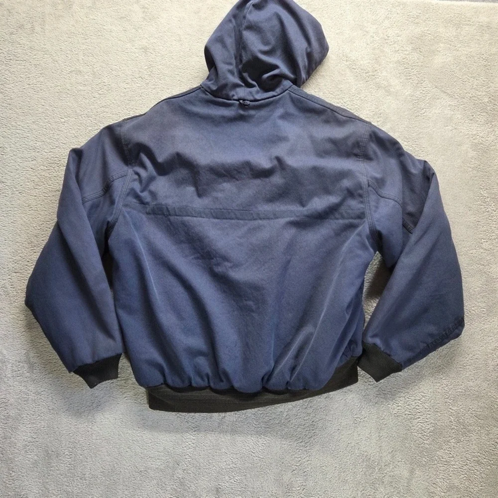 Vintage Carhartt Active Jacket Mens XL Blue FR Lined Hooded Flame Resistant